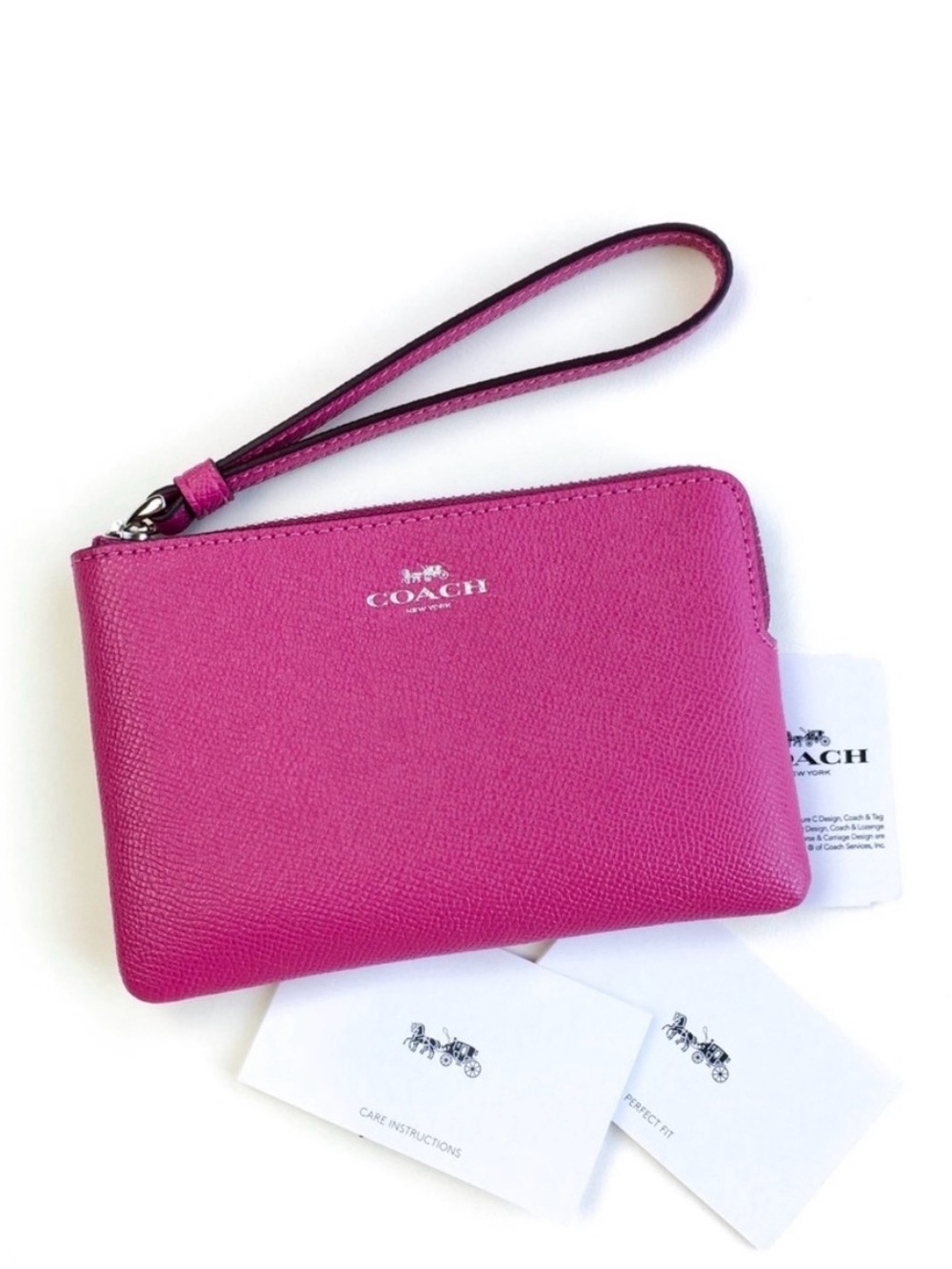 Coach Wristlet in Magenta Crossgrian Leather, 58032 HOMECOMING